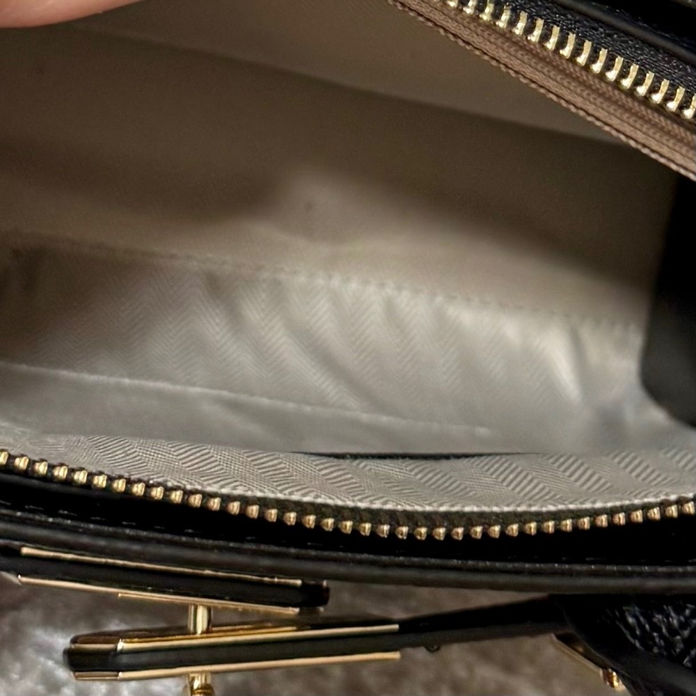 Verano Hill Marseille Black Croc Embossed Satchel Handbag Gold Hardware New - Picture 8 of 12